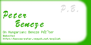 peter bencze business card